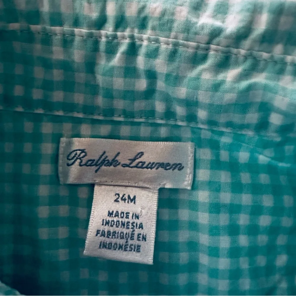 Ralph Lauren 24 Months Baby Boy Mint Green Shirt Easter Spring Summer - Picture 3 of 4
